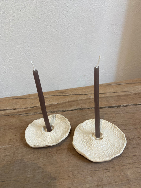 Textured candle holders.